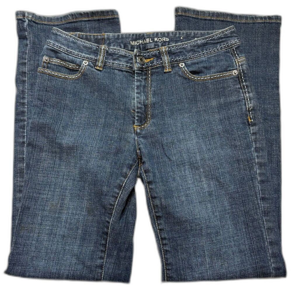 Michael Kors Bootcut Jeans Womens 2 Dark Wash Stretch Y2K Mid Rise Denim